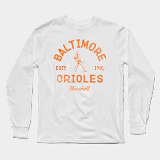 Baltimore Orioles Retro Vintage Long Sleeve T-Shirt
